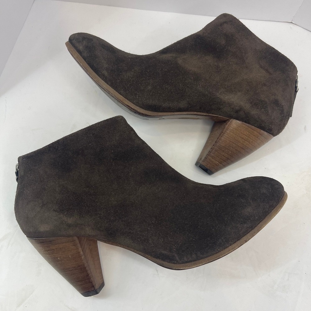 Vintage EL Italy Suede Ankle Boots Womens 8.5 Brown Witchy Y2K Cone Heel